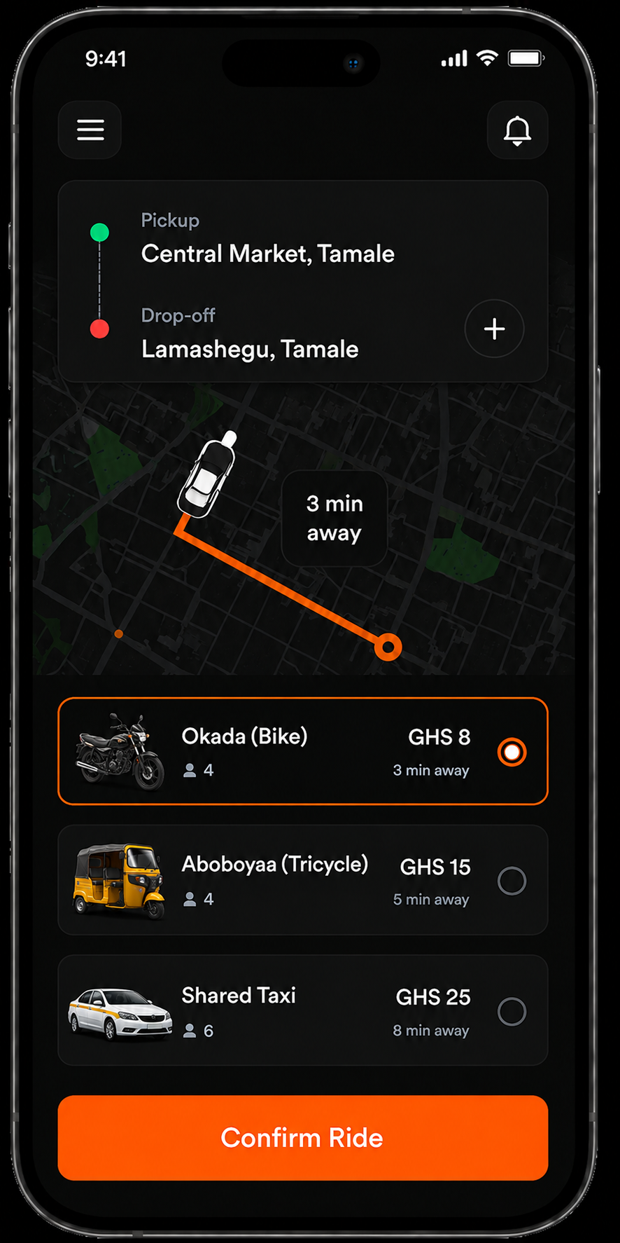 KabaKaba app booking screen